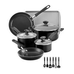 Batería Cocina Farberware Antiadherente 15 Pzs Olla Sarten Negro