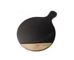 Tabla Redonda 20 Cm Mango Laja Negra Y Madera Acacia Nonfork Laja Negra / Acacia