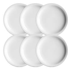Set X6 Plato Playo Porcelana Blanca Schmidt 26 Cm Ala Angost Blanco Liso