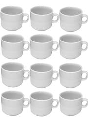 Set X12 Taza Desayuno Con Manija Porcelana Schmidt 220 Ml Plateado