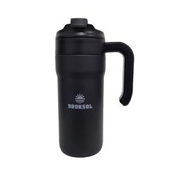 Vaso Taza Termica Broksol 650 Ml Travel Mug Acero Bicapa Color Negro