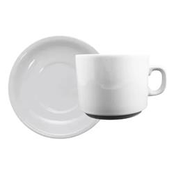 Set 4 Tazas De Te Segunda + Platos De Té Linea Recta 450 Blanco Ala Angosta