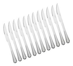 Set X 12 Cuchillo Carne Asado Otten Ambar Acero Inoxidable Plateado