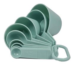 Juego Set X 9 Piezas Cucharas Y Tazas Medidoras Plastico Turquesa