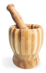 Mortero De Bambu Con Pison 11 Cm Ab-34 Marrón Clar
