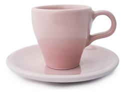 TAZA CON PLATO OVAL 80ML ROSA DNA 28187GER003