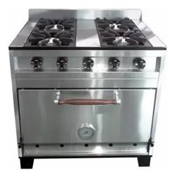 Cocina Industrial Eg 4 H 80 Cm Acero Inox Horno Pizzero Plateado