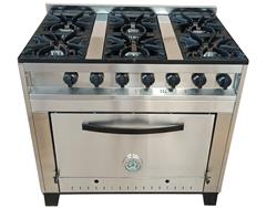 Cocina Industrial Eg 6h 94 Cm Mn Acero Inoxidable Pizzero Plateado