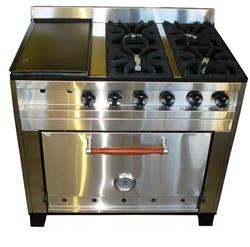 Cocina Industrial Eg 4 Hornallas Y Plancha 94 Cm Horno Pizz Acero Inoxidable