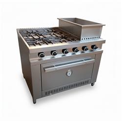 Cocina Industrial Soulheat 4 Hornallas C/ Baño Maria H320 Plateado