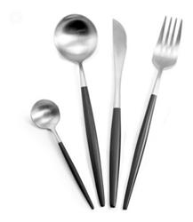 Set De Cubiertos Luxury Negro X24 Piezas Black Silver Negro