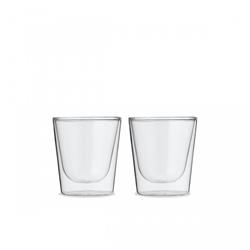 Set X 2 Jarro Mug Taza Deluxe Cafe Doble Vidrio 80 Ml Blanco