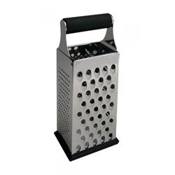 Rallador 4 Caras Con Asas De Goma Acero Inoxidable Fc Plateado