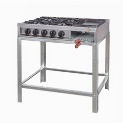 Anafe 4 Hornallas Plancha Carlitera Lomitera Acero Con Base Plateado