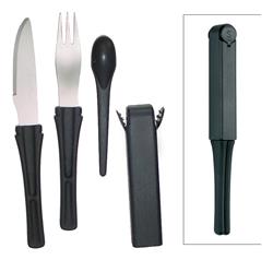 Cubiertos Picnic Boker Arbolito Con Salero Pimentero Camping Negro