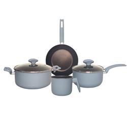 Bateria Cocina Borgen 6 Piezas Antiadherente Cacerola Sartén Color Celeste