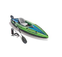 Kayak Inflable Challenger 1 Persona + Remo + Inflador Intex Color Verde