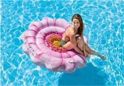 Colchoneta Inflable Intex Flor Margarita 142cm Rosa Pileta