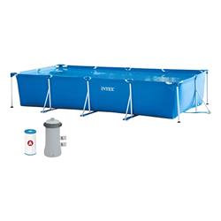 Pileta Estructural De Lona C/ Bomba Intex 450x220x84cm 7127l Azul Mosaico