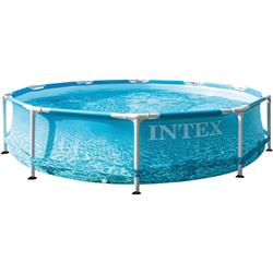 Pileta Estructural Redonda Intex 28206 Metal Frame 305x76cm Cian