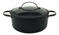 Cacerola Antiadherente Tapa Vidrio Total Black 24 Cm Hudson Negro