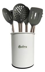 Set 6 Utensillos Nylon Con Mango De Madera Hudson
