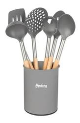 Set 6 Utensillos Nylon Con Mango De Madera Hudson Color