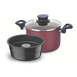 Olla De Aluminio Tramontina Paris Baño Maria 2 Pzs 20cm 4,2l Rojo