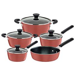 Bateria De Cocina Tramontina Glenz 5 Piezas Sarten Cacerola Cobre Rosa