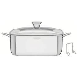 Olla Cuadrada Grano 26x26 Asas Tapa Vidrio 7,3l Tramontina Plateado