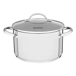 Cacerola Honda C/ Asas 24cm 6,1 Lt Acero Inox Tramontina Una Plateado