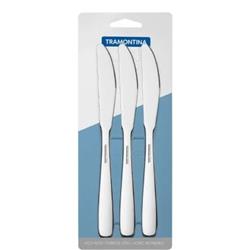 Set X3 Cuchillo De Mesa Amazonas 23cm Tramontina Blister Plateado