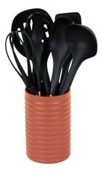 Set X7 Utensilios Cocina De Nylon Volt Larhaus Lh1056 Copper