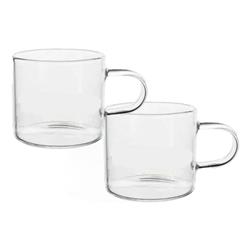 Set X2 Taza De Flat White C/asa Doble Vidrio 260cc Larhaus Transparente Flat White