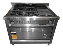Cocina Industrial Morelli Basic Cheff 1100 4h Plancha Horno Plateado