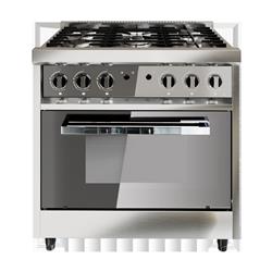 Cocina Morelli Zafira 87cm 5 Hornallas Puerta Vidrio Pizzero Plateado
