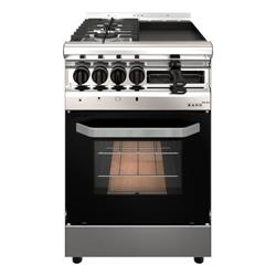 Cocina 2h + Plancha Multigrill Morelli Saho 55cm Pta. Vidrio Plateado