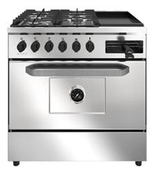 Cocina 4h + Plancha Kuma Morelli Multigrill 82cm Pta Ciega Plateado