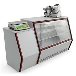 HELADERA VITRINA MOSTRADOR TEORA ROMA 250 CM CON MESADA + CORTADORA DE FIAMBRES 330MM MORETTI + BALA