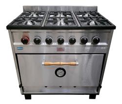 Cocina Industrial Tecnocalor 87cm 6 Hornallas Horno Pizzero Plateado