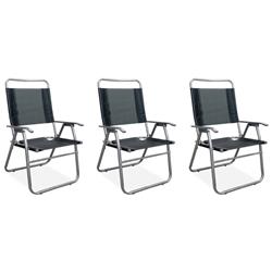 Set 3 Reposera Silla Plegable Descansar 10009 1 Pos Caño Negro