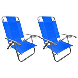 Set 2 Reposera Silla Aluminio Descansar 80005 5 Posiciones Azul