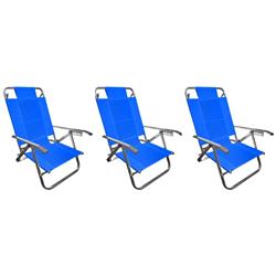 Set 3 Reposera Silla Aluminio 5 Posiciones Coversol 80005 Azul