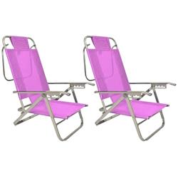 Set 2 Reposera Silla Aluminio Descansar 80005 5 Posiciones Fucsia
