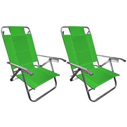Set 2 Reposera Silla Aluminio Descansar 80005 5 Posiciones Verde
