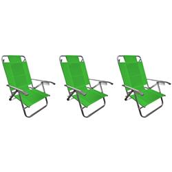 Set 3 Reposera Silla Aluminio 5 Posiciones Coversol 80005 Verde Manzana