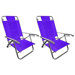 Set 2 Reposera Silla Aluminio Descansar 80005 5 Posiciones Violeta