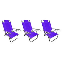 Set 3 Reposera Silla Aluminio 5 Posiciones Coversol 80005 Violeta