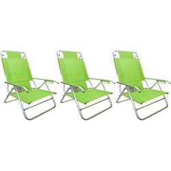 Set 3 Reposeras Silla Baja 80012 Descansar 5 Posiciones Verde Manzana