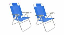 Combo 2 Reposeras Silla Alta Playa Aluminio 5 Pos 